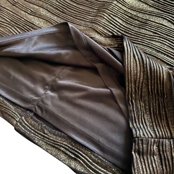 Alfani Pencil Skirt Womens 14 Black Gold foil Shimmer Textured Knee Length - Picture 3 of 10